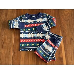 Hanna Andersson Scandi Snowflake Fairisle Long John Pajama Set Size 2T